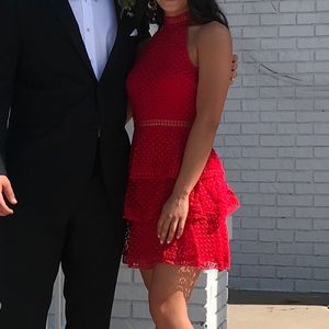 Toni red emison lace skate dress